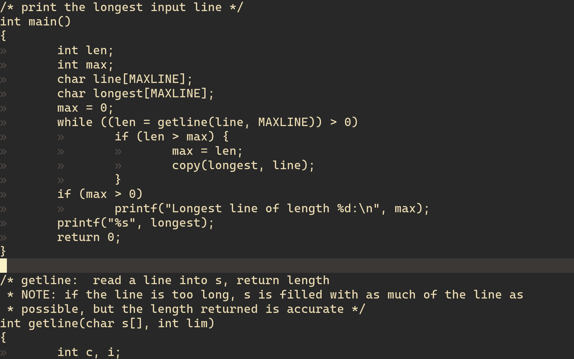 Some C code displayed
        without syntax highlighting or other clutter.